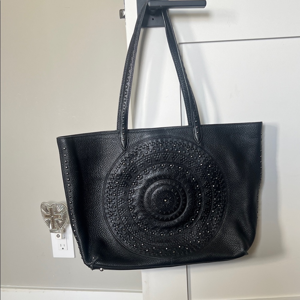 Brighton Black Studded Circle Medallion Tote